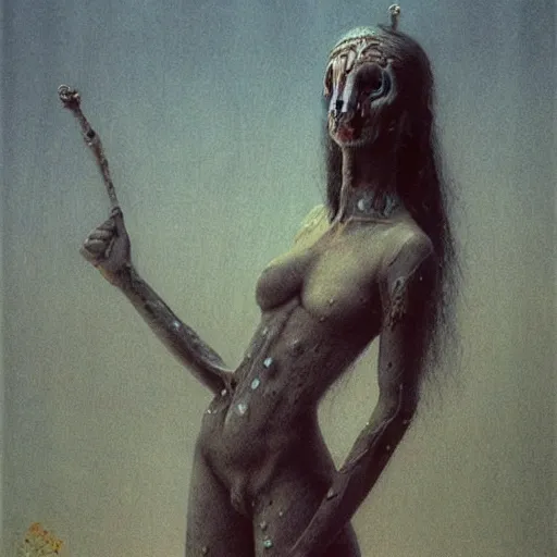 Image similar to female marthian by Beksinski