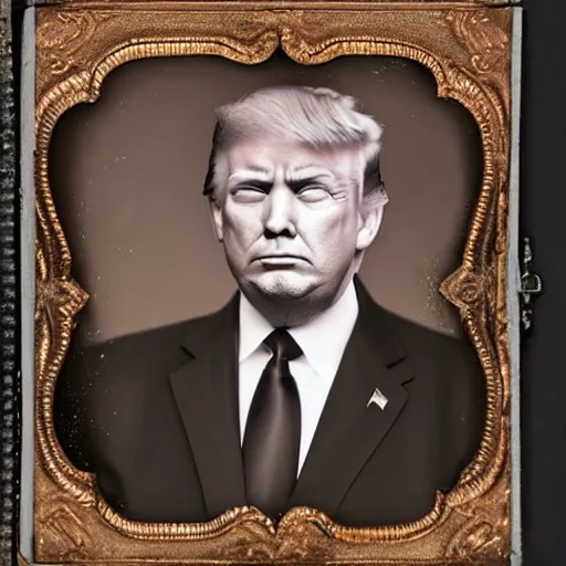 Image similar to tintype of donald trump corpse