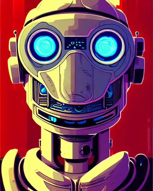 Image similar to robot, character portrait, portrait, close up, concept art, intricate details, highly detailed, sci - fi poster, cyberpunk art, in the style of looney tunes