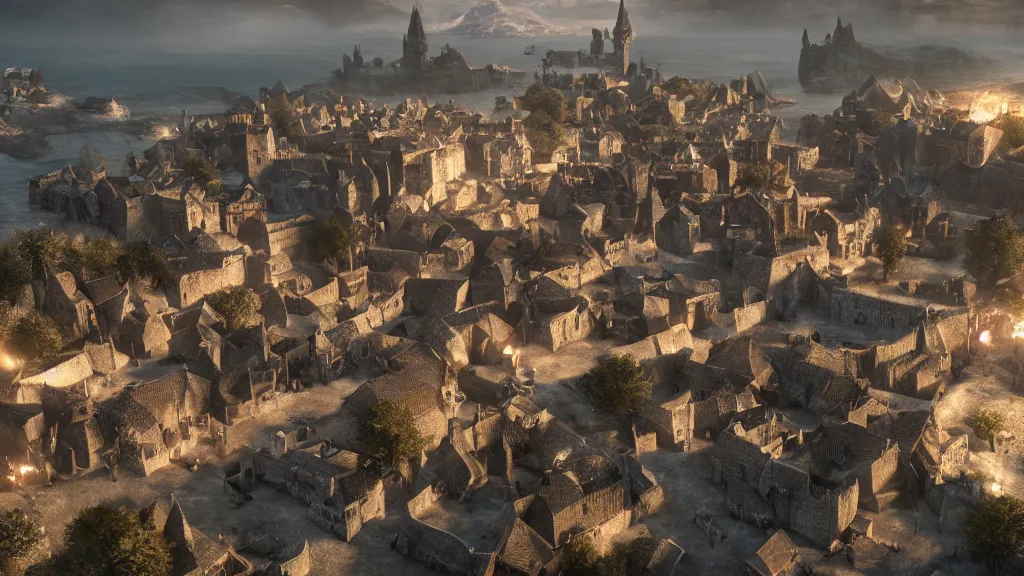 Prompt: a photo of 8k game of thrones towns, cinematic lighting, trending on artstation, 4k, hyperrealistic, focused, extreme details, unreal engine 5, cinematic, masterpiece