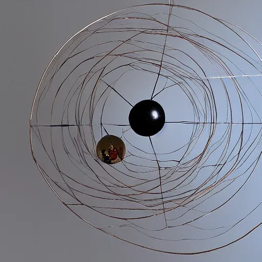 Image similar to a kinetic sculpture of this solar system hanging from horizontal line, orrery, canon 5 d 5 0 mm lens, papier - mache, studio