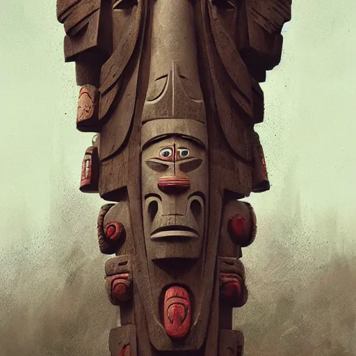 Prompt: a mask that looks like a totem pole by genndy tatakovsky and greg rutkowski