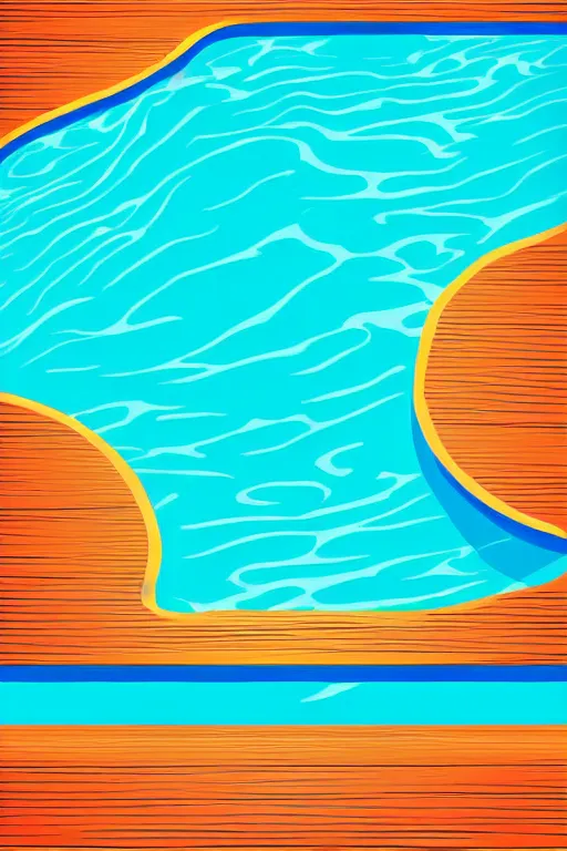 Image similar to minimalist boho style art of colorful swimming pool at sunset, illustration, vector art