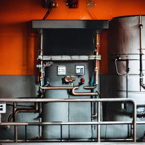 Prompt: boiler room, color photograph