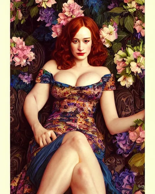 Prompt: sophisticated portrait of Christina Hendricks Brie Larson Kat Dennings, 1960s flower power hippy, very smoky Paris bar, elegance, highly detailed, shallow depth of field, Artstation, Artgerm, Donato Giancola and Joseph Christian Leyendecker