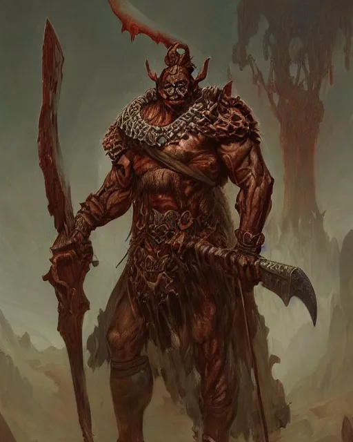 Image similar to a dnd orc warrior by thomas cole and wayne barlowe