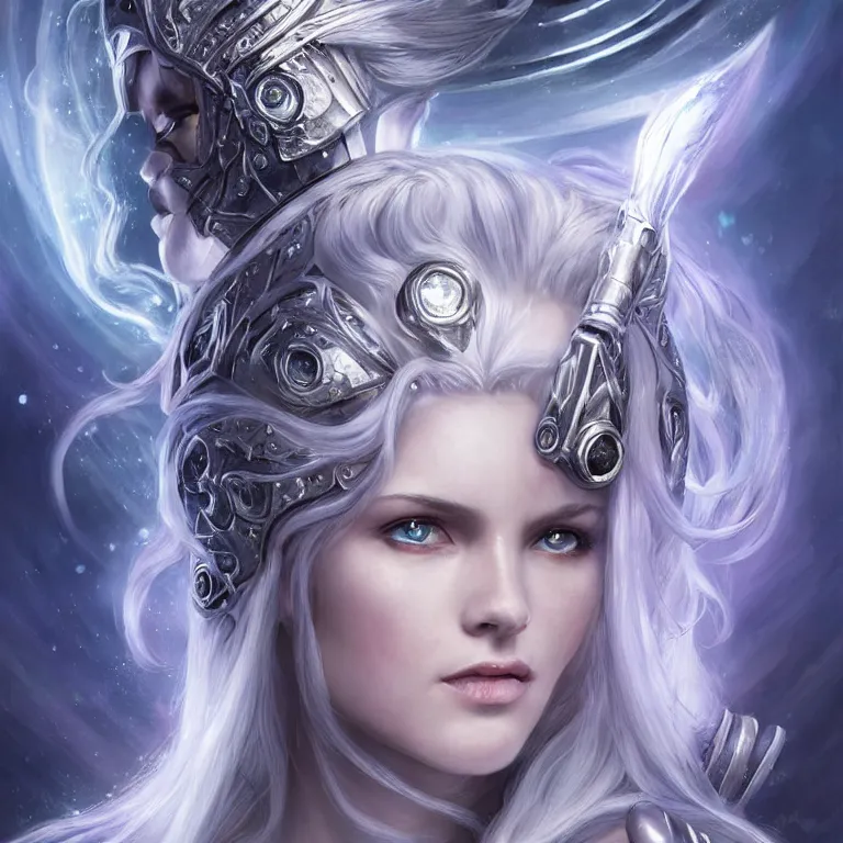 Prompt: beautiful cinematic fantasy poster, sci-fi, semi-transparent, candy gumdrop head with brilliant silver flowing hair and a brilliant jeweled silver helm, beautiful white glowing eyes, wideshot ultrawide angle epic scale, hybrid from The Elden Ring and art direction by Darius Zawadzki ;by artgerm; wayne reynolds art station; cinematic quality character render; low angle; ultra high quality model; production quality cinema model;