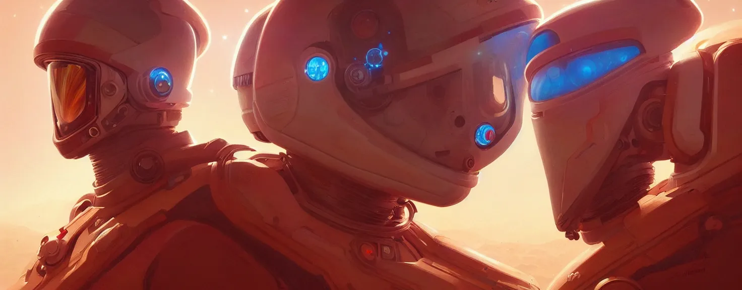 Image similar to Spaceman man on Mars futuristic portrait, highly detailed, digital painting, artstation, concept art, smooth, sharp focus, illustration, art by artgerm and greg rutkowski and alphonse mucha