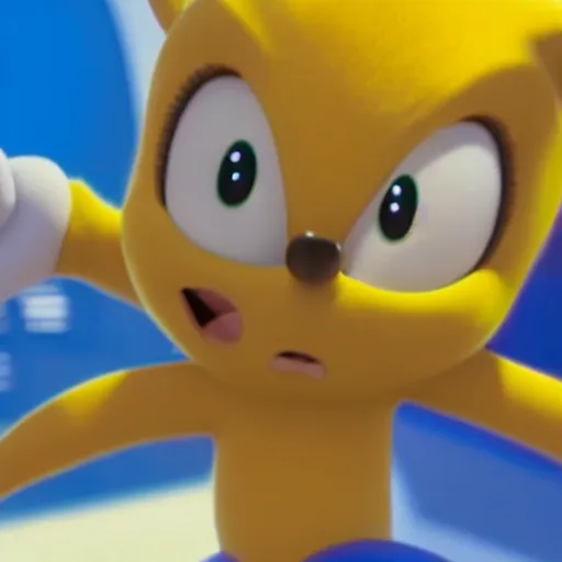 Image similar to Sonichu in the movie Sonic, movie still
