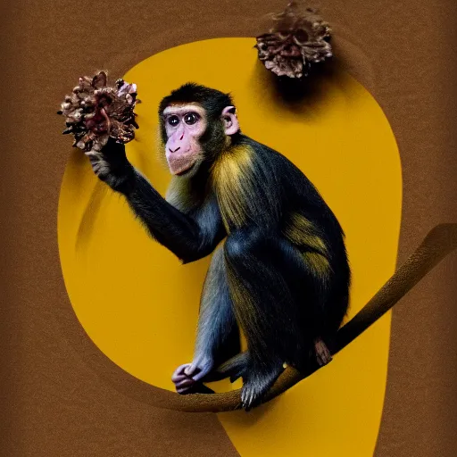 Image similar to a monkey wearing a yellow kimono, 8 k