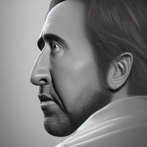 Image similar to hyperrealistic dslr film still of nicolas cage in a cage, stunning 8 k octane comprehensive 3 d render, inspired by istvan sandorfi & greg rutkowski & unreal engine, perfect symmetry, dim volumetric cinematic lighting, extremely hyper - detailed, extremely lifelike attributes & lifelike texture, intricate, masterpiece, artstation, stunning