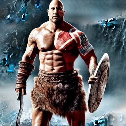 Image similar to Dwayne Johnson as God of war