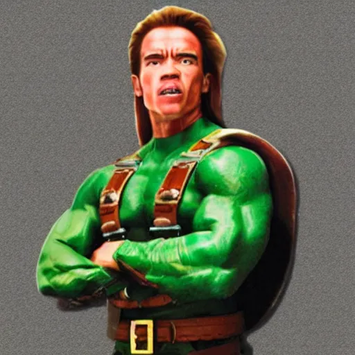 Prompt: Arnold Schwarzenegger as link from Zelda