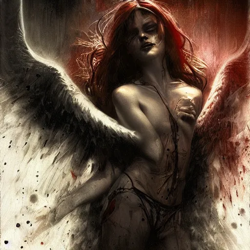 Image similar to every angel is terrifying by raymond swanland, highly detailed, dark tones