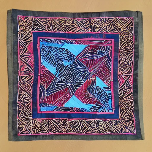 Image similar to A photo of bandana with parang rusak batik pattern