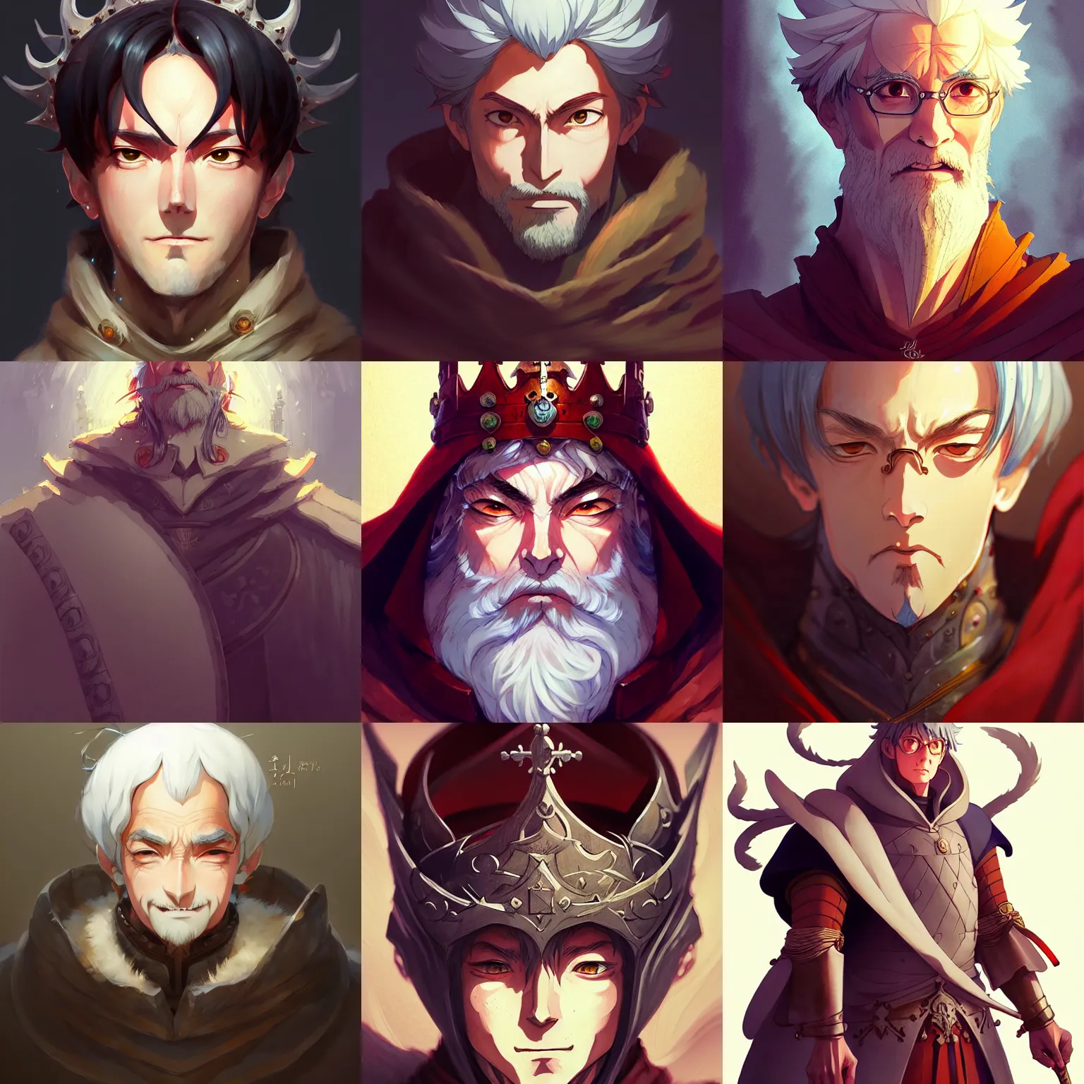 Prompt: medieval old king, portrait shinkai makoto studio ghibli studio key hideaki anno sakimichan stanley artgerm lau rossdraws james jean marc simonetti elegant highly detailed digital painting artstation pixiv