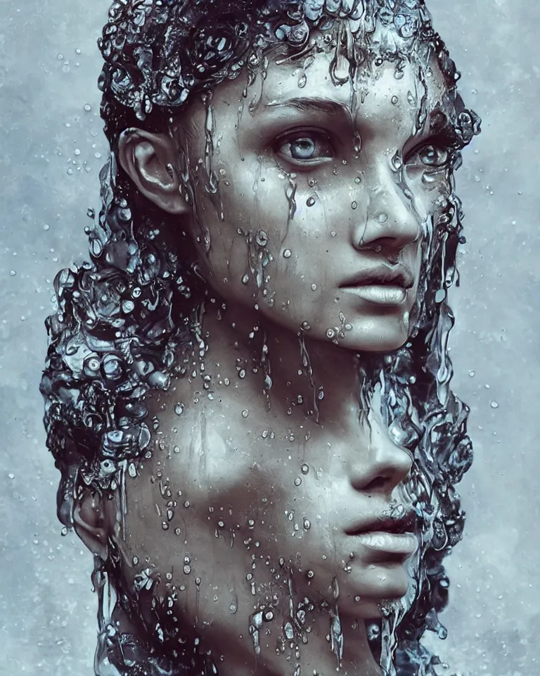 Prompt: sculpture made of water, portrait, female, future, shaman, harper's bazaar, vogue, magazine, insanely detailed and intricate, concept art, close up, wet, ornate, luxury, elite, elegant, trending on artstation, by ruan jia, by kenneth willardt, by ross tran, by wlop, by andrei riabovitchev