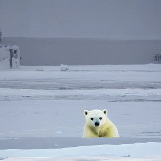 Image similar to a polar bear getting interrogated