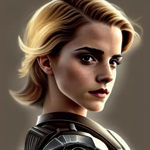 Image similar to A combination of Emma Watson's and Grace Kelly's and Ashley Greene's appearances with blonde hair wearing Master Chief's armor, high tech, action shot, angular, full body portrait, futuristic, dramatic, fantasy, intricate, elegant, highly detailed, digital painting, artstation, concept art, matte, sharp focus, illustration, art by Donato Giancola and James Gurney