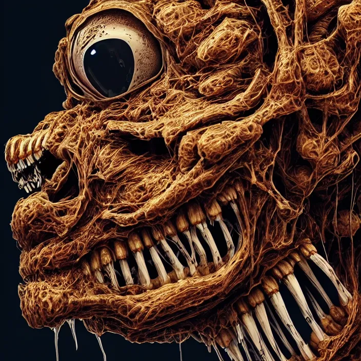 Image similar to portrait of Garfield as skeleton. terrifying. nightmare fuel. intricate abstract. intricate artwork. by Tooth Wu, wlop, beeple, dan mumford. octane render, trending on artstation, greg rutkowski, very coherent symmetrical artwork. cinematic, hyper realism, high detail, octane render, 8k, iridescent accents, deep blacks