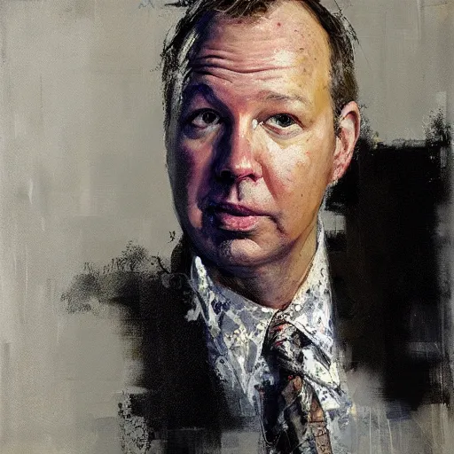 Image similar to face protrait of american comedian doug stanhope, jeremy mann painting