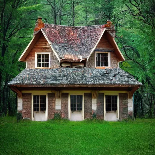 Prompt: An uncanny house