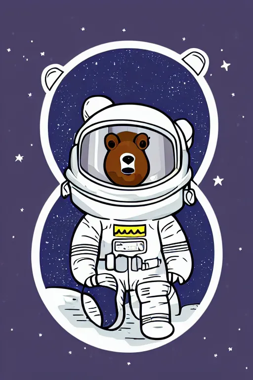 Image similar to A portrait of a bear as an astronaut on the moon, sticker, colorful, illustration, highly detailed, smooth and clean vector curves, no jagged lines, vector art, smooth