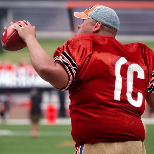 Prompt: a bottle of coca cola as the starting quarterback for the chicago bears