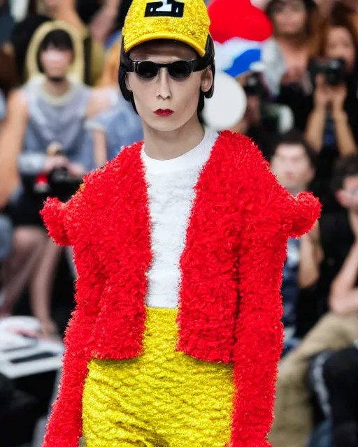 Image similar to hyperrealistic and heavy detailed 2321s balenciaga runway show of Super Mario Bros , Leica SL2 50mm, vivid color, high quality, high textured