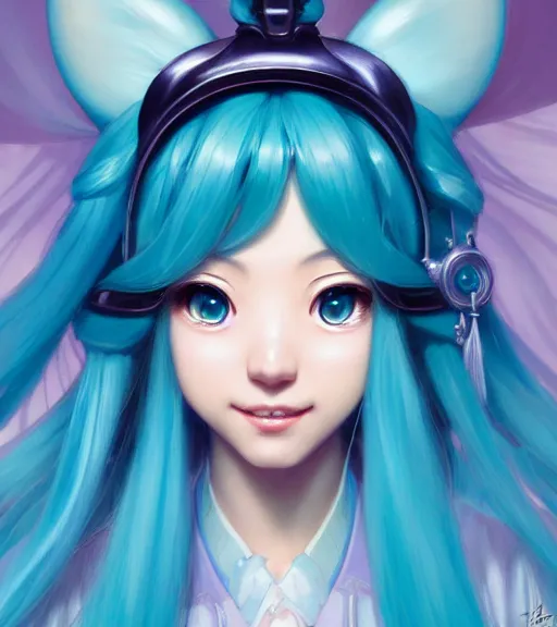Prompt: portrait of disney hatsune miku!!!!!, intricate, elegant, highly detailed, digital painting, artstation, concept art, smooth, sharp focus, illustration, art by artgerm and greg rutkowski and alphonse mucha and uang guangjian and gil elvgren and sachin teng and wlop, symmetry!!