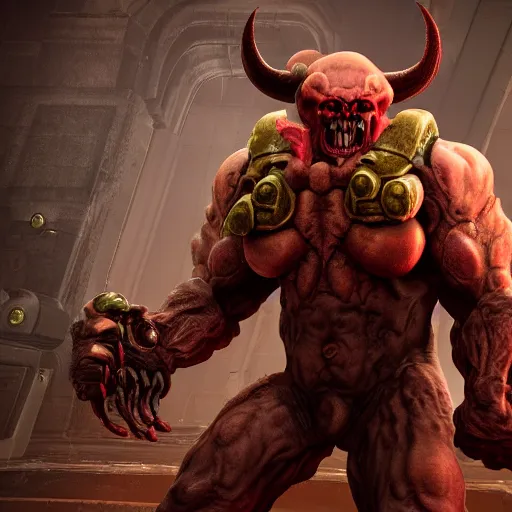 Image similar to mancubus from doom eternal, photography