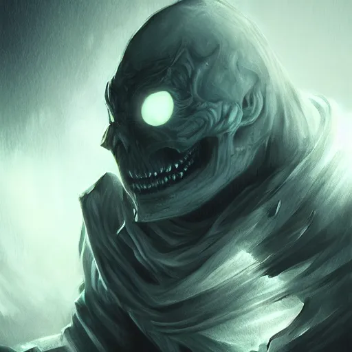 Prompt: photorealistic dark fantasy concept art of nightmare sans with his eye glowing, dynamic lighting, stunning visuals, ray tracing, beautiful scenery, cinematic, full body portrait, ultra detailed, hyper detail, stunning detail