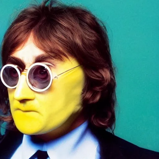 Prompt: a lemon dressed up as john lennon