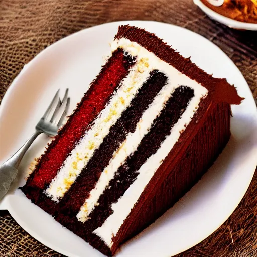 Prompt: a cake made of hair, food photography