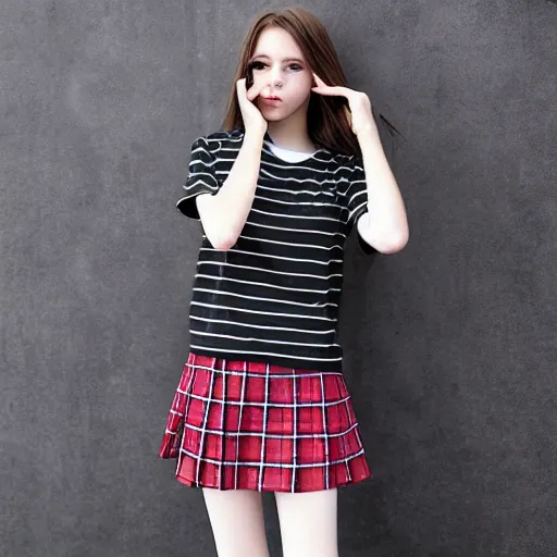 Image similar to female model teenage emo photography plaid skirt band shirt