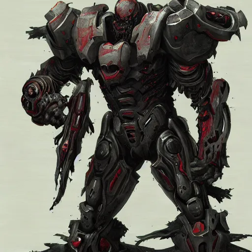 Image similar to doom slayer, painted by tsutomu nihei, painted by stanley lau