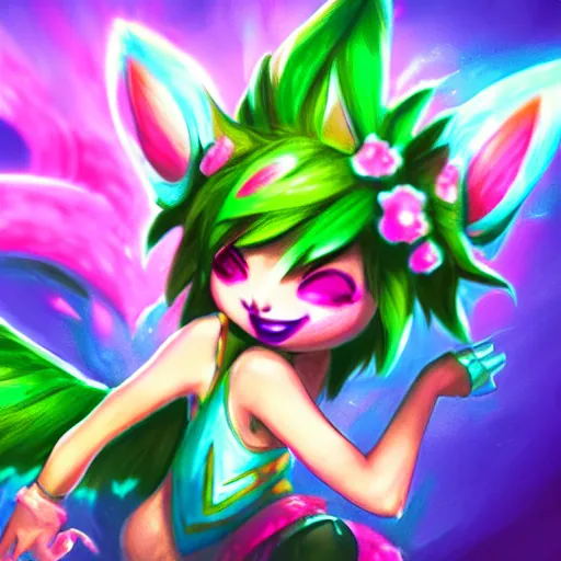 Image similar to Drawing of Neeko from League of Legends, League of Legends champion splashart, Riot Games