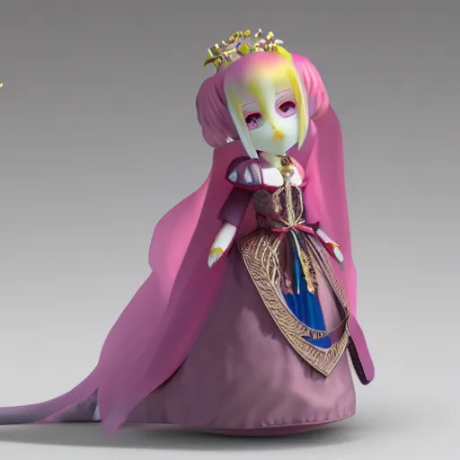 Prompt: cute fumo plush of a courtesan girl from the court of her high imperial majesty of the heavens, stylized brdf, vray