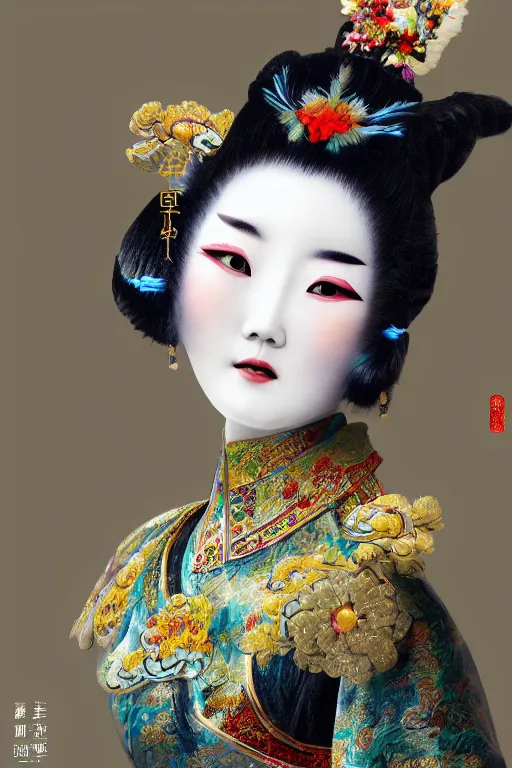 Prompt: heroine, beautiful, phantoms of the chinese opera, ultra detailed, digital art, 8 k, character, realistic, portrait, hyperrealistic