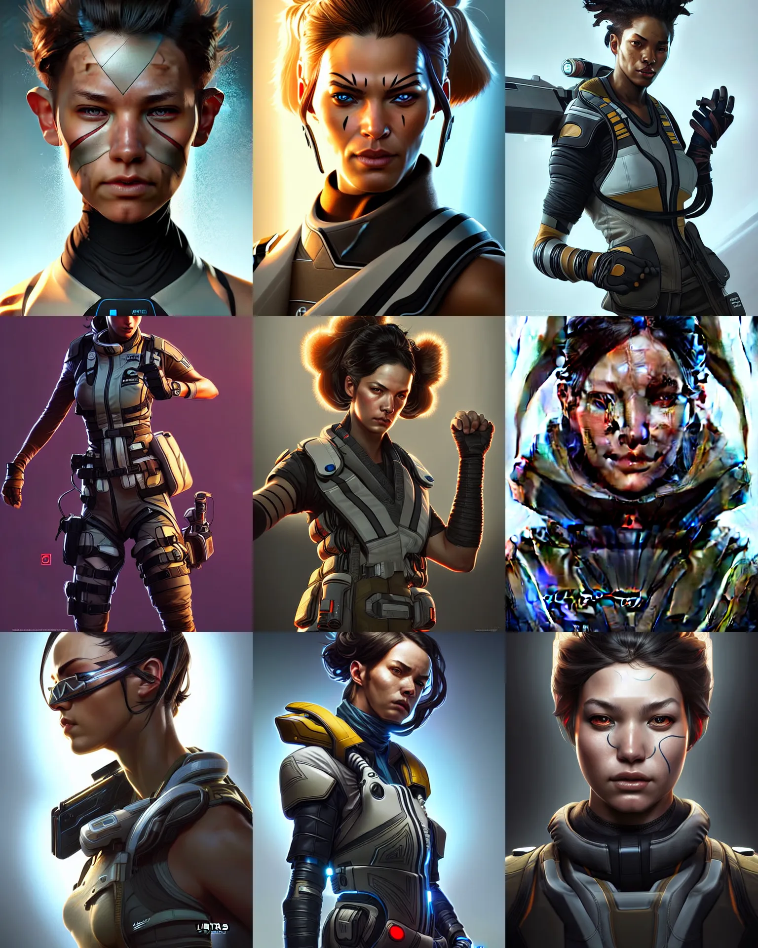 Prompt: ultra modern as an apex legends character digital illustration portrait design by, mark brooks and brad kunkle detailed, gorgeous lighting, wide angle action dynamic portrait