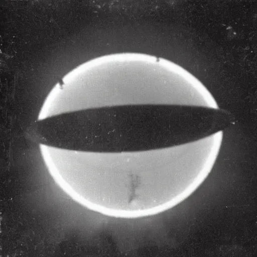 Image similar to a ufo seen from an aeroplane, vintage photo, old, grainy, sepia