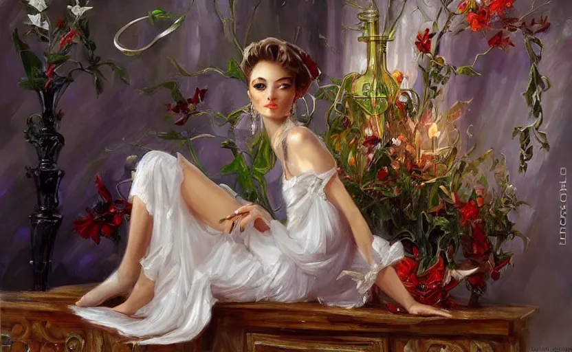 Prompt: Alchemy mantis. By Konstantin Razumov, highly detailded