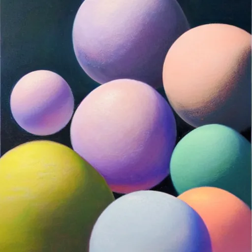 Image similar to perfectly symmetrical pastel spheres, one inside another, pleasing, detailed, oil painting