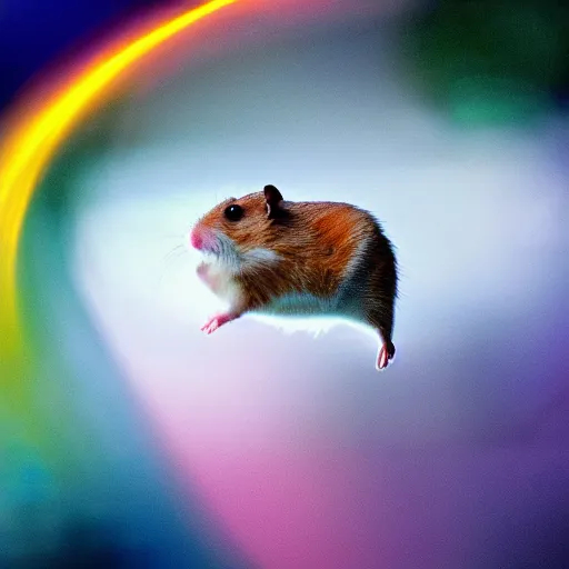 Prompt: hamster flying at the speed of light, colorful, realistic, national geographic