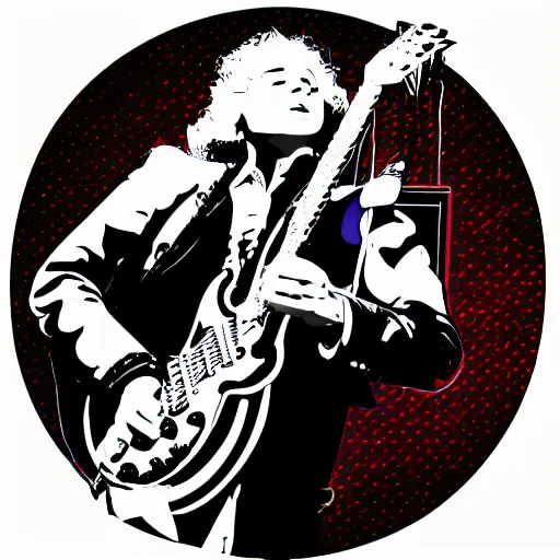 Image similar to jimmy page from led zepelin playing - guitar - solo, sticker - art, svg vector, adobe - illustrator