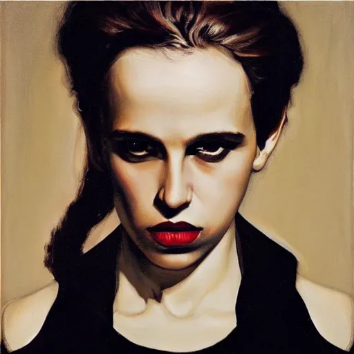 Prompt: Portrait of Anna Calvi by Gottfried Helnwein and Phil Hale