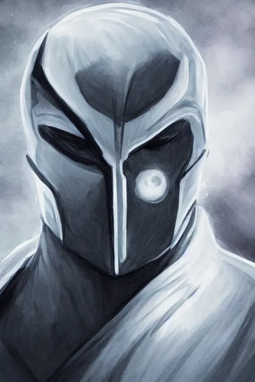 Prompt: moon knight, concept art portrait