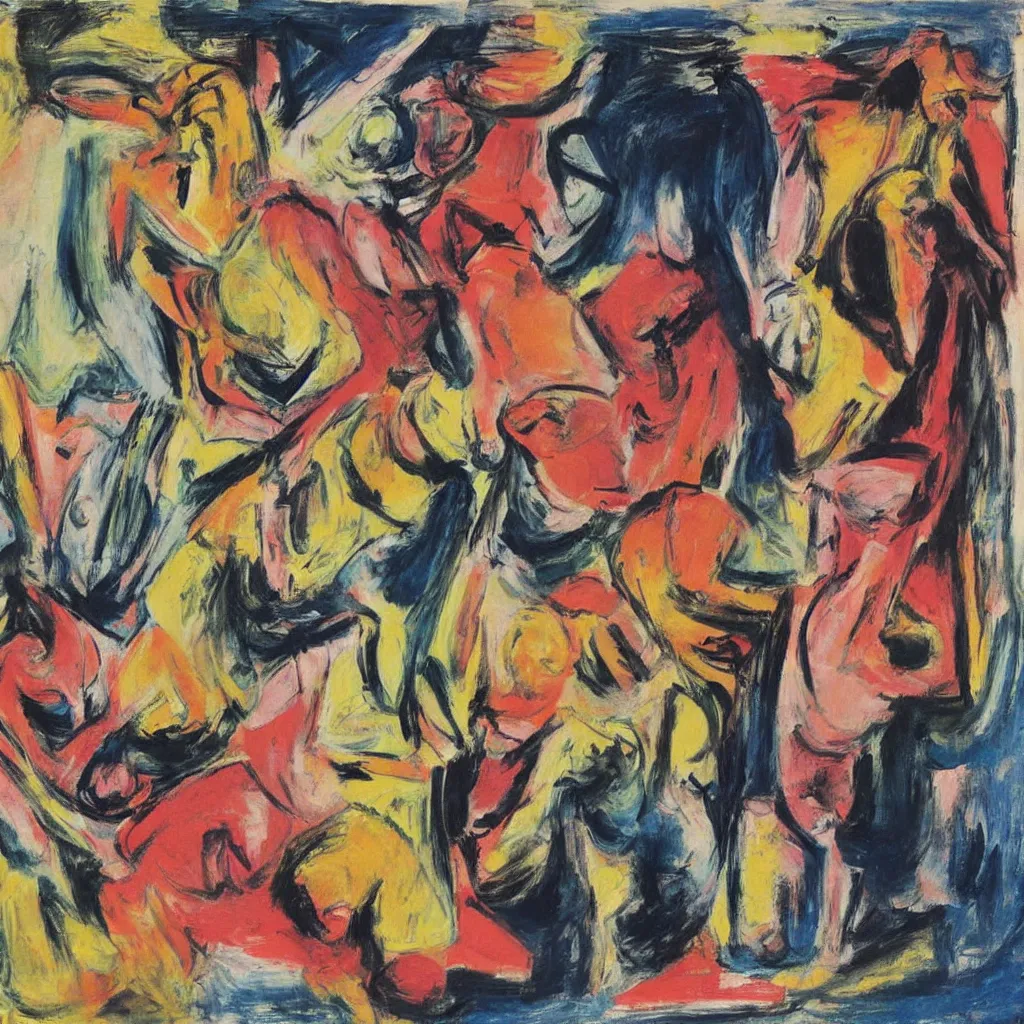 Prompt: over lapping women by Willem de Kooning