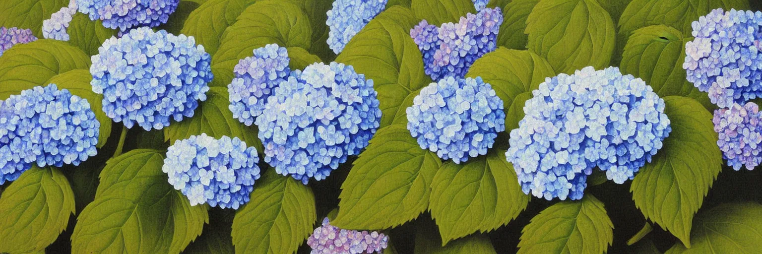 Prompt: hydrangea painting magritte