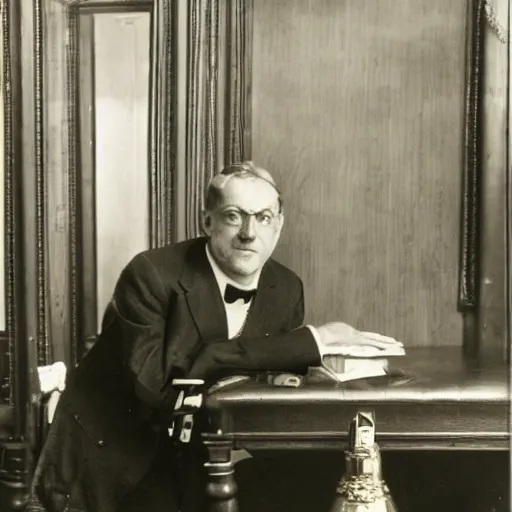 Image similar to a rutgers university president looking wistfully at a gold - headed cane displayed in his office, 1 9 2 2